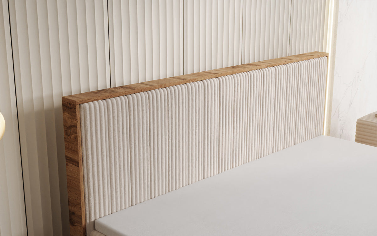 Boxspringbett Timber Line in Cord mit Stauraum
