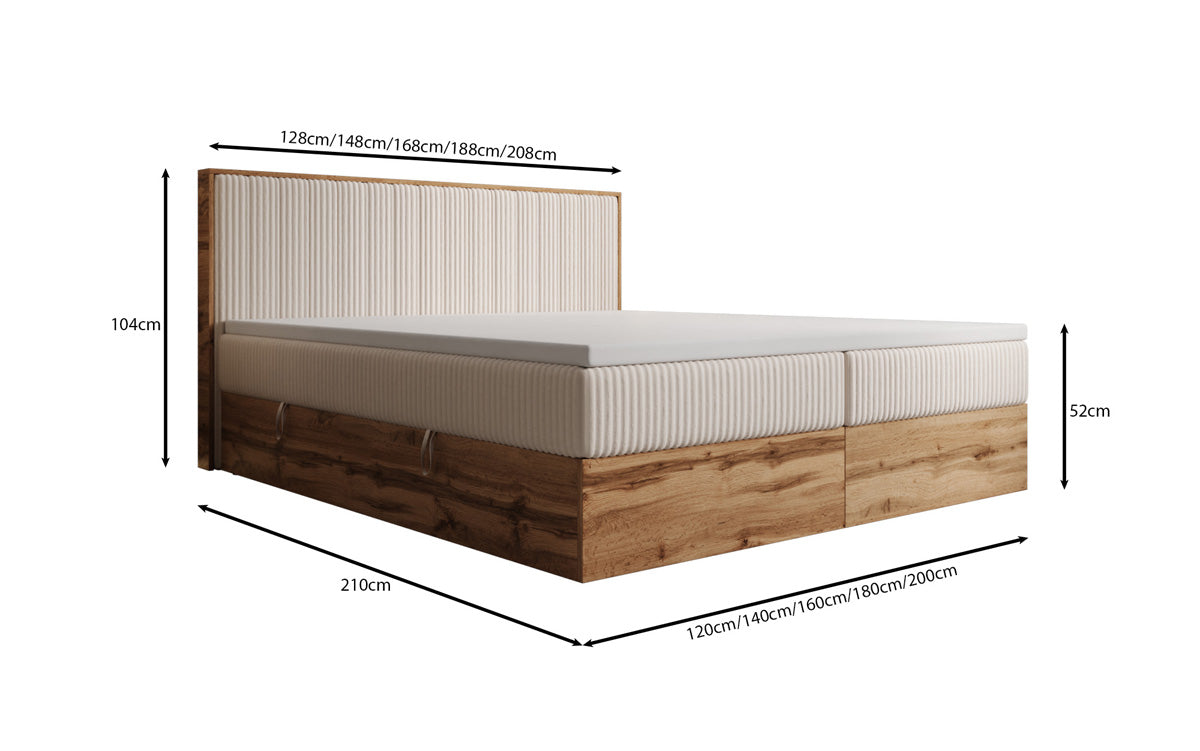 Boxspringbett Timber Line in Cord mit Stauraum