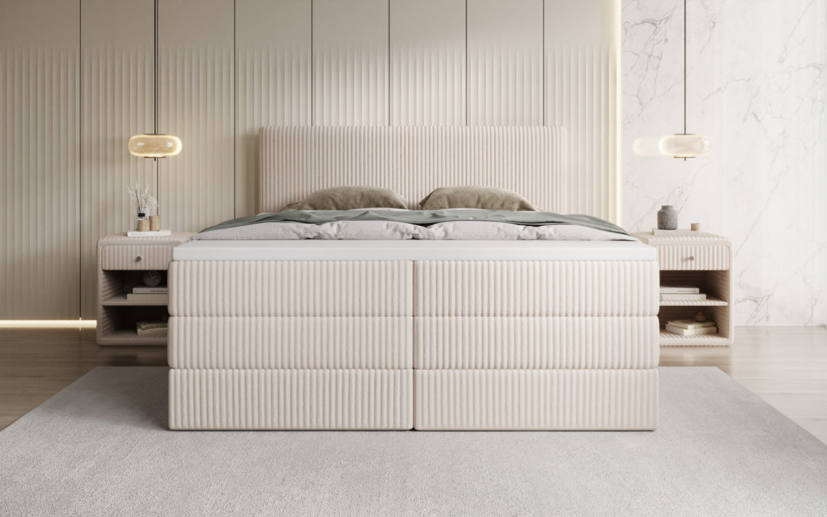 Boxspringbett Kubo King in Cord mit Stauraum