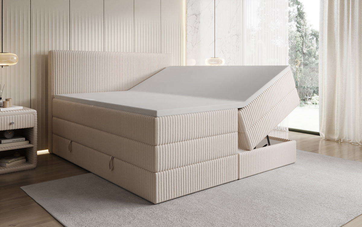 Boxspringbett Kubo King in Cord mit Stauraum