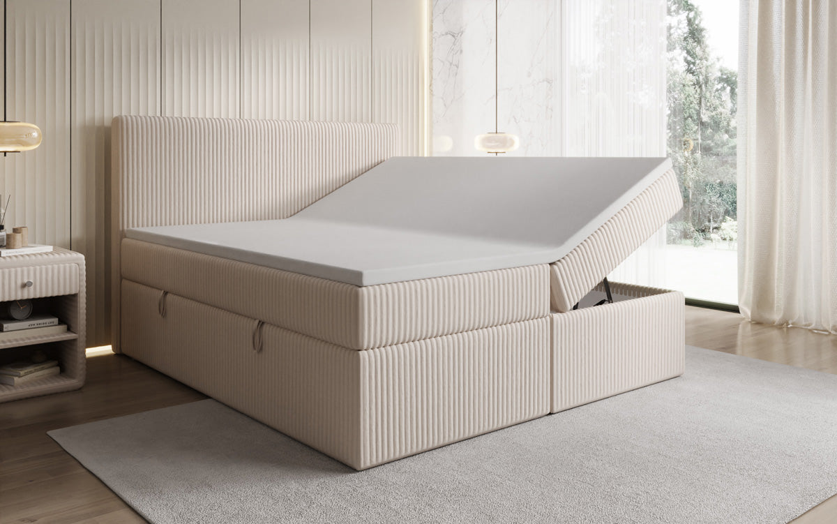 Boxspringbett Kubo in Cord mit Stauraum