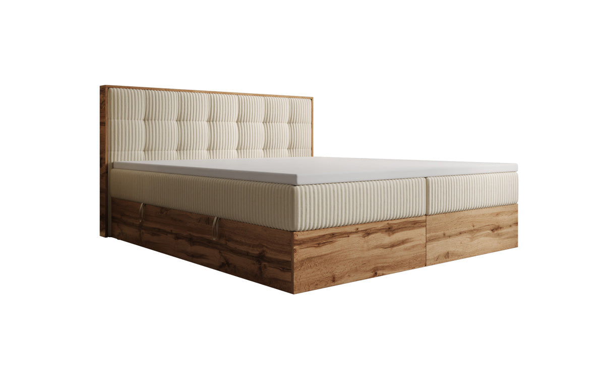 Boxspringbett Timber Quad in Cord mit Stauraum