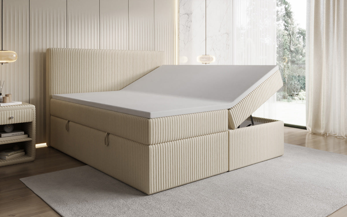 Boxspringbett Kubo in Cord mit Stauraum