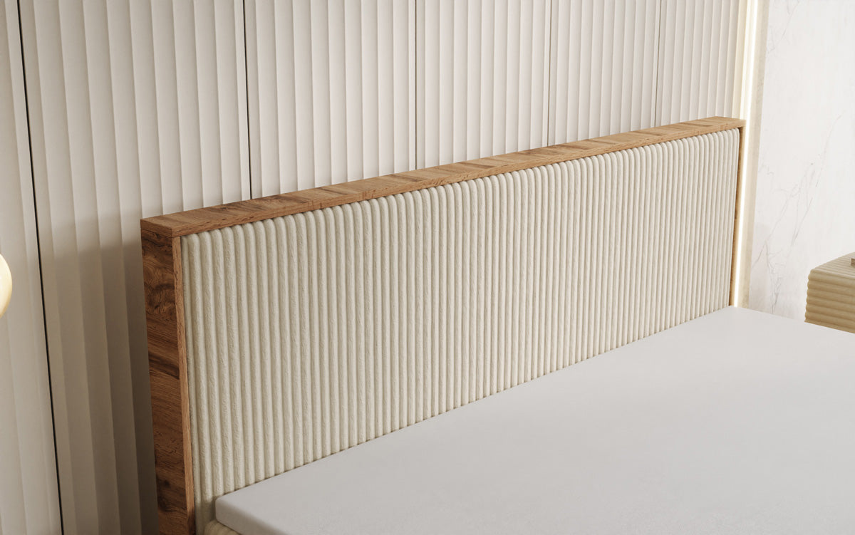 Boxspringbett Timber in Cord mit Stauraum