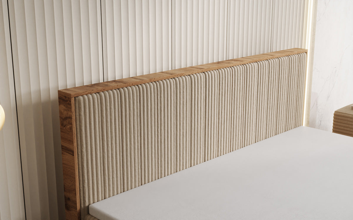 Boxspringbett Timber Line in Cord mit Stauraum