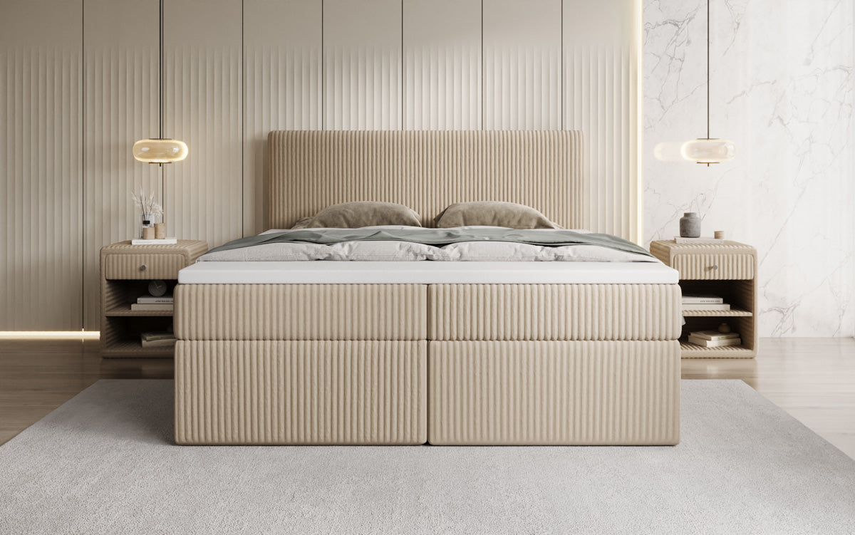 Boxspringbett Kubo in Cord mit Stauraum