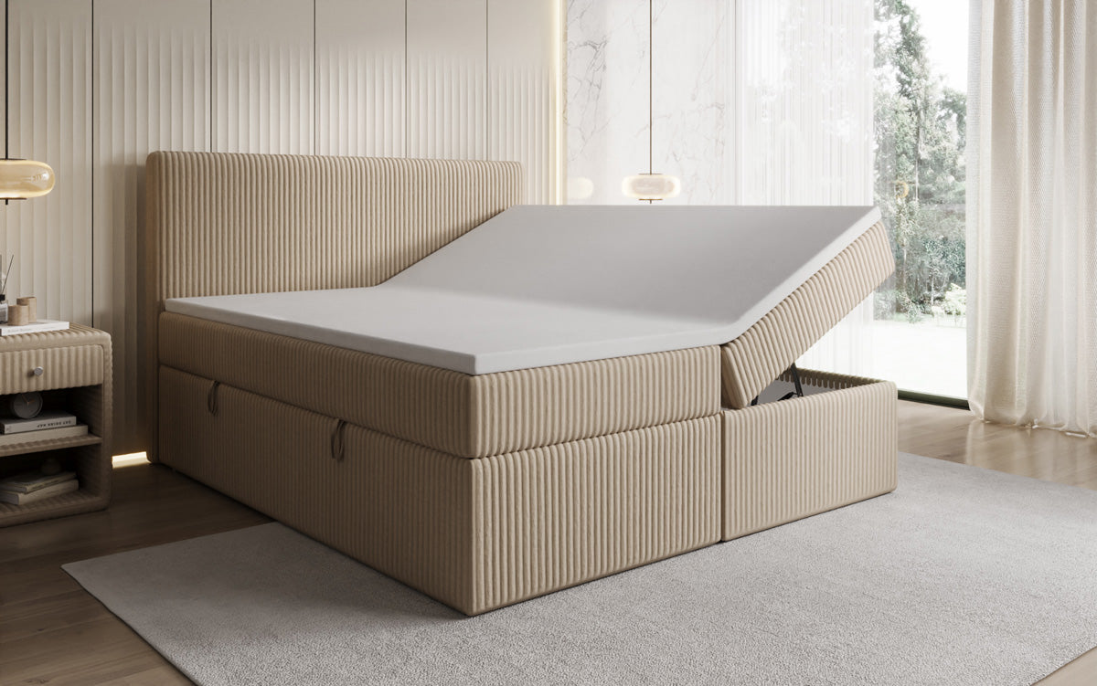 Boxspringbett Kubo in Cord mit Stauraum