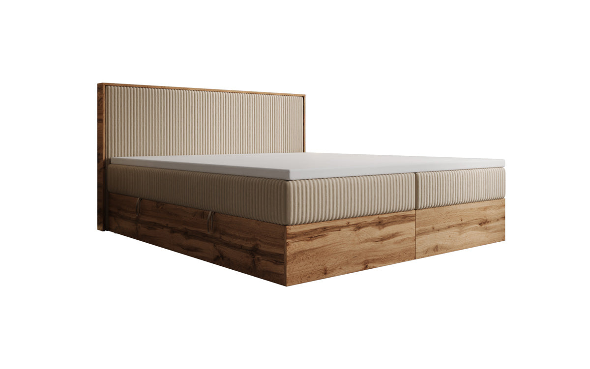 Boxspringbett Timber in Cord mit Stauraum