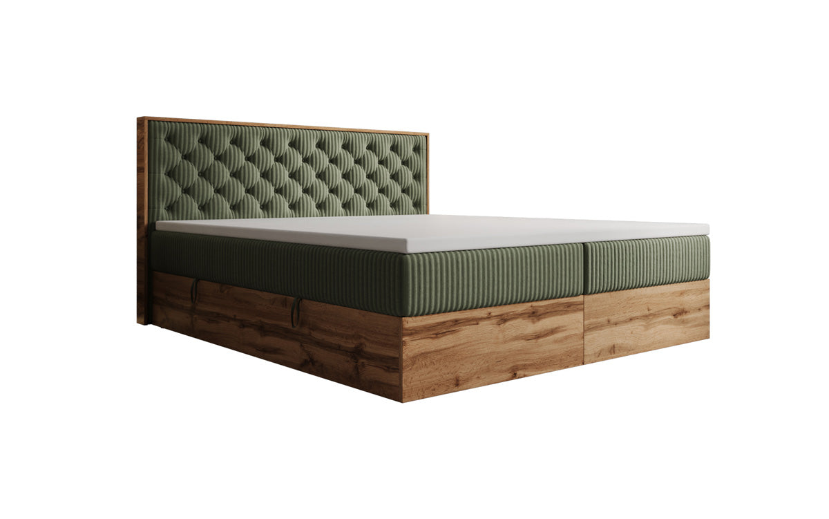 Boxspringbett Timber Chester in Cord mit Stauraum