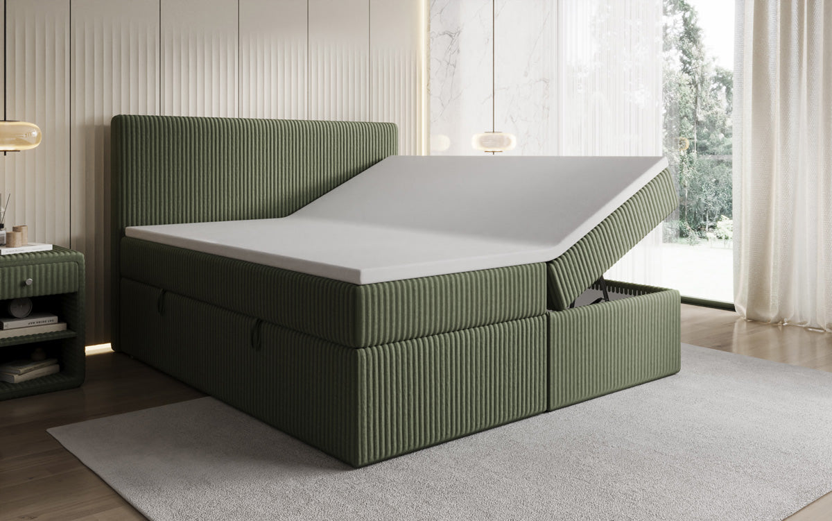 Boxspringbett Kubo in Cord mit Stauraum