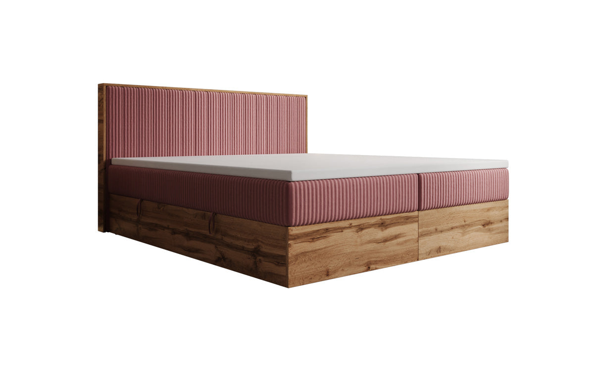 Boxspringbett Timber Line in Cord mit Stauraum