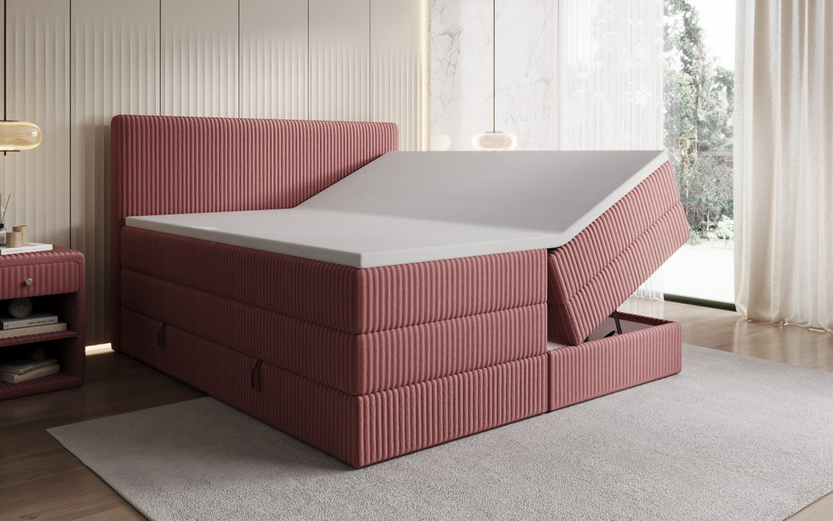 Boxspringbett Kubo King in Cord mit Stauraum