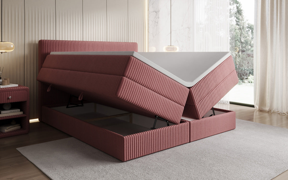 Boxspringbett Kubo King in Cord mit Stauraum