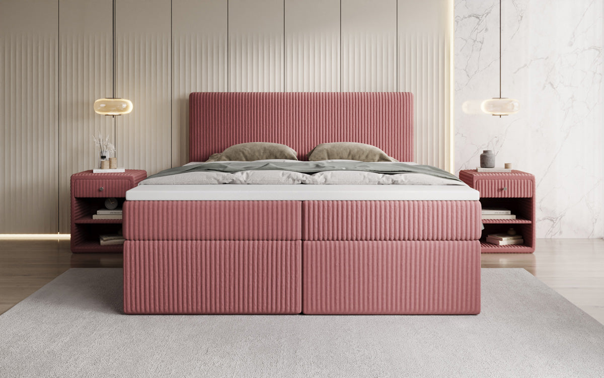 Boxspringbett Kubo in Cord mit Stauraum