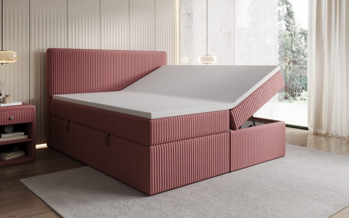 Boxspringbett Kubo in Cord mit Stauraum