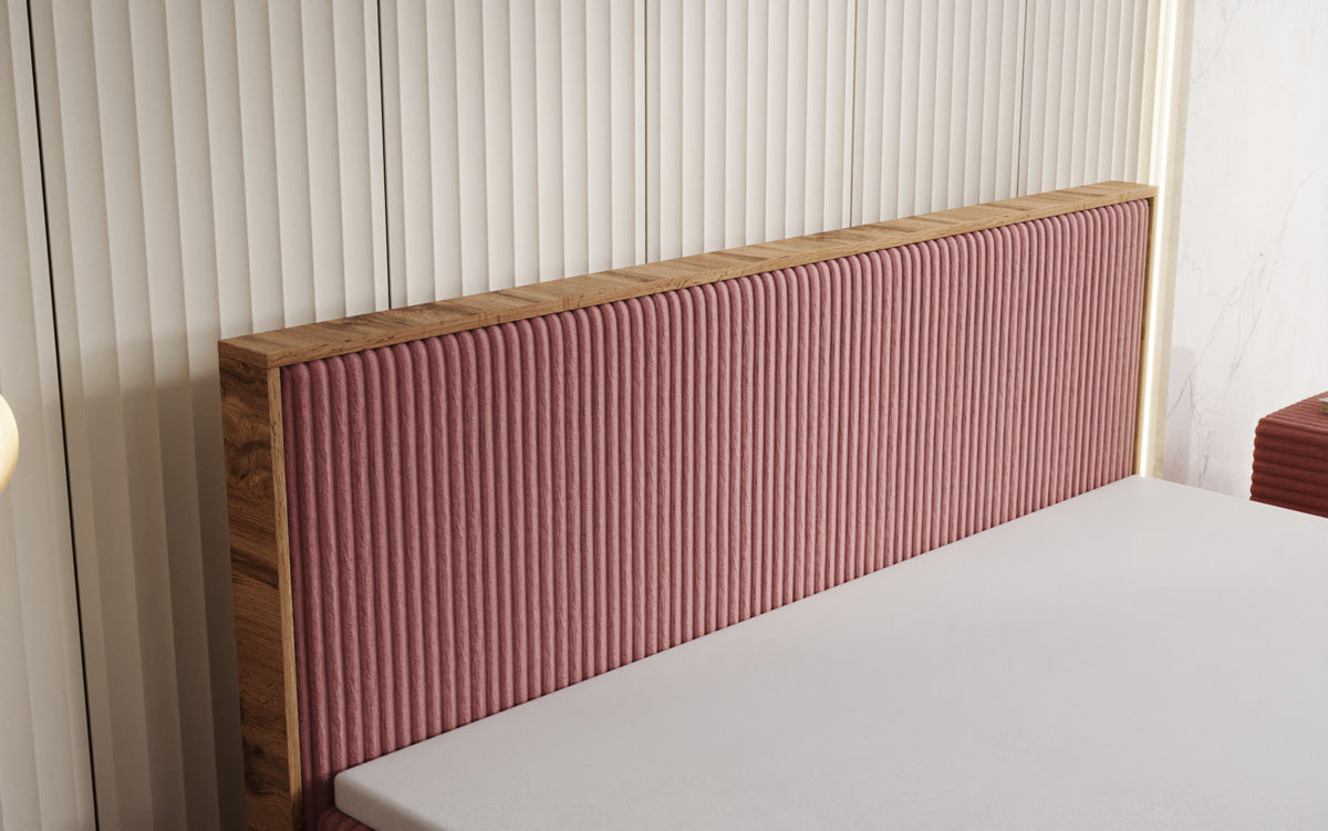 Boxspringbett Timber in Cord mit Stauraum