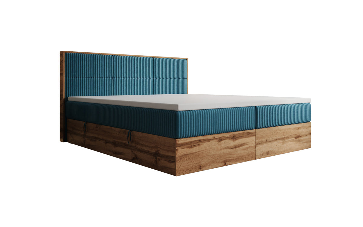 Boxspringbett Timber Panel in Cord mit Stauraum