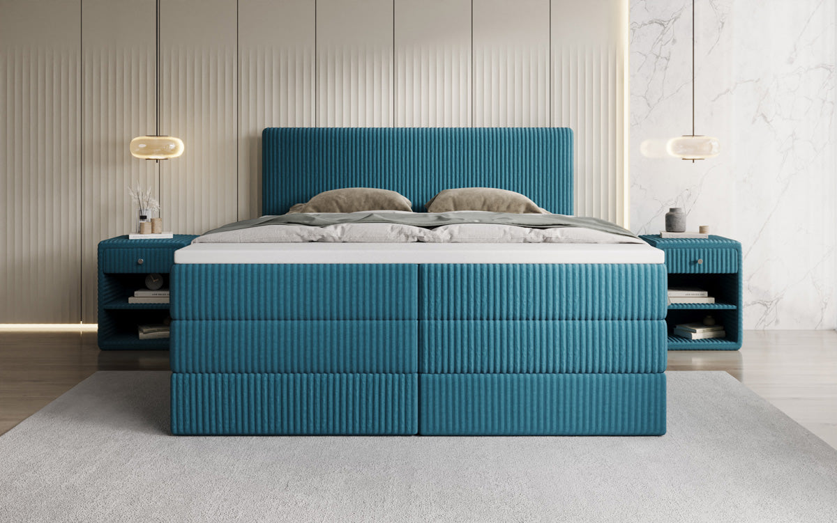 Boxspringbett Kubo King in Cord mit Stauraum