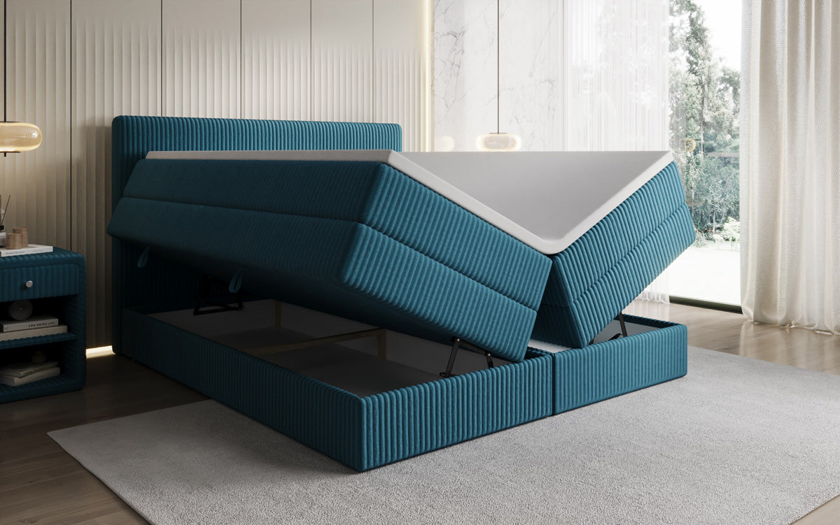 Boxspringbett Kubo King in Cord mit Stauraum