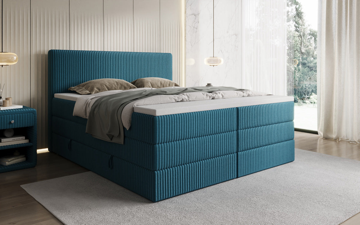 Boxspringbett Kubo King in Cord mit Stauraum