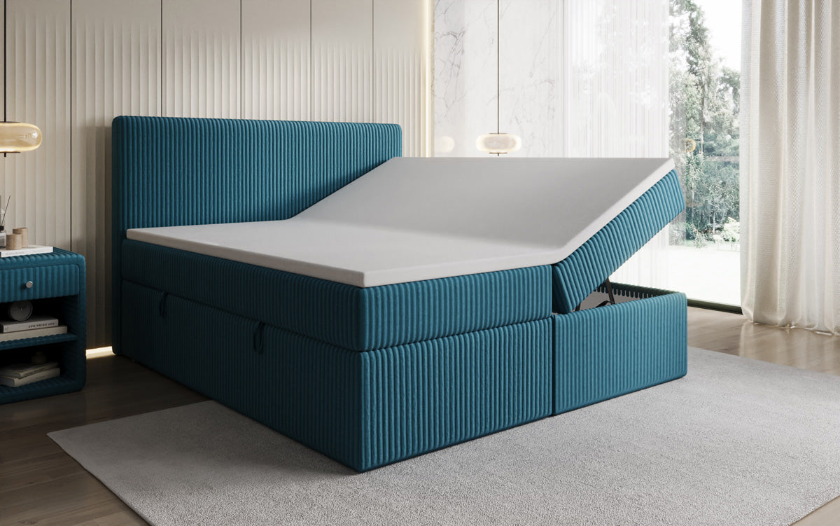 Boxspringbett Kubo in Cord mit Stauraum