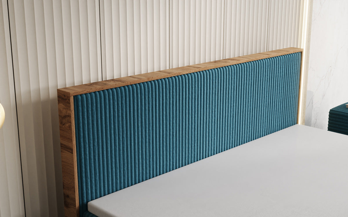 Boxspringbett Timber in Cord mit Stauraum
