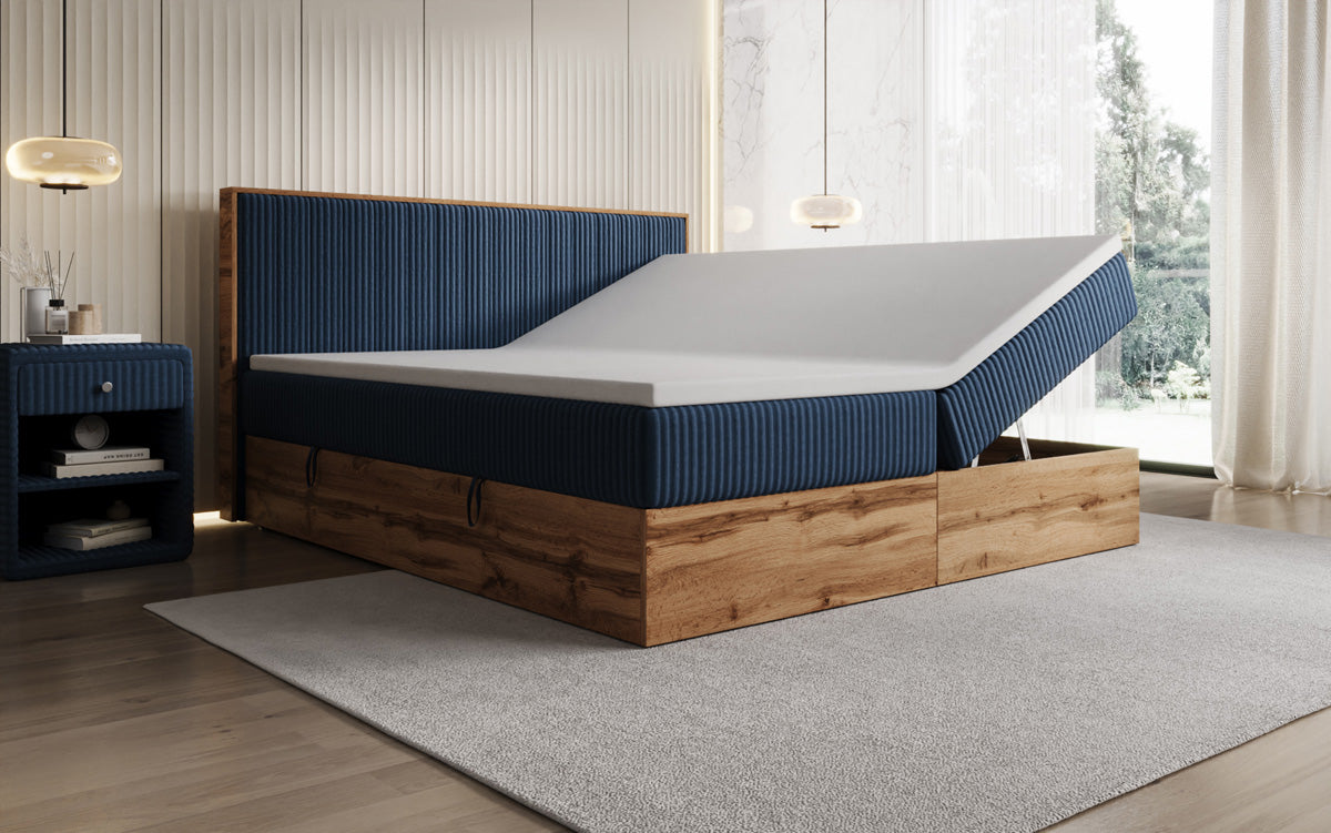 Boxspringbett Timber Line in Cord mit Stauraum