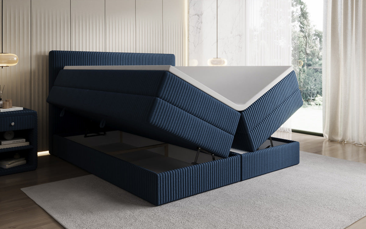 Boxspringbett Kubo King in Cord mit Stauraum