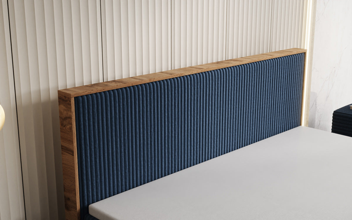 Boxspringbett Timber in Cord mit Stauraum
