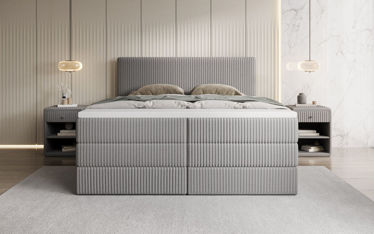 Boxspringbett Kubo King in Cord mit Stauraum