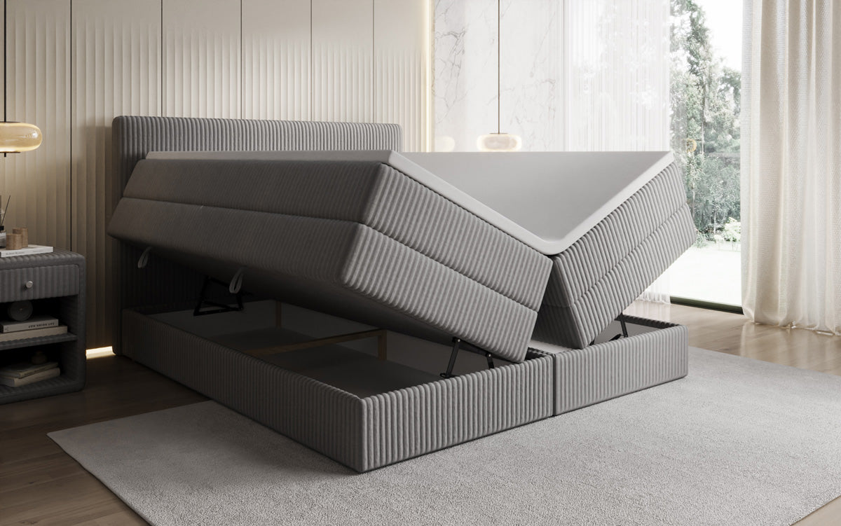 Boxspringbett Kubo King in Cord mit Stauraum
