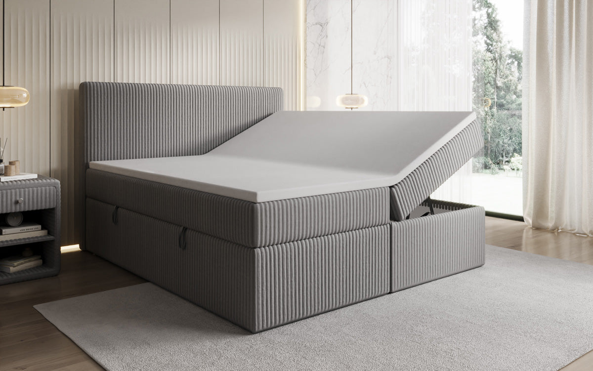 Boxspringbett Kubo in Cord mit Stauraum