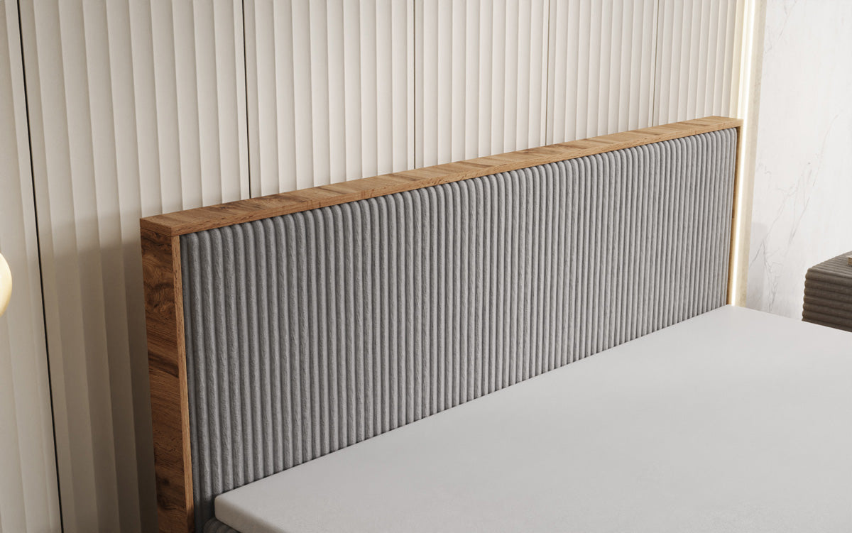 Boxspringbett Timber in Cord mit Stauraum