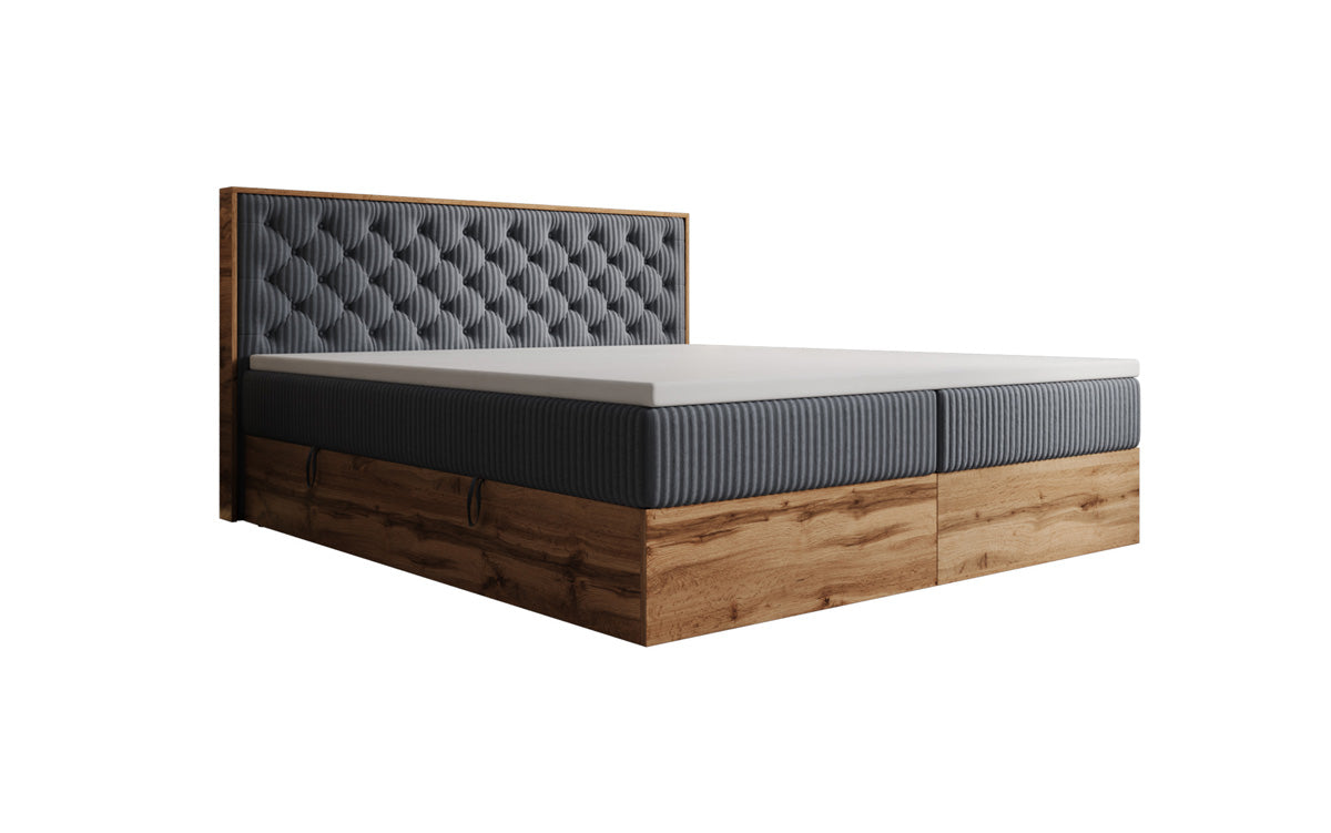 Boxspringbett Timber Chester in Cord mit Stauraum