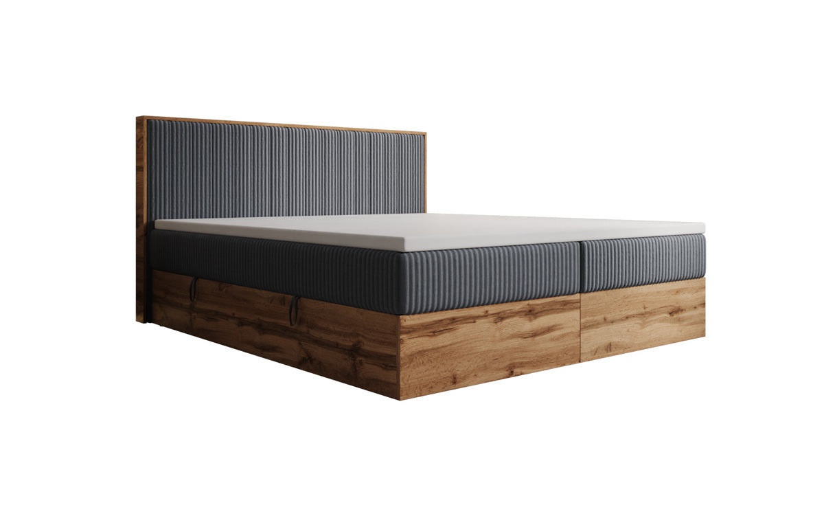 Boxspringbett Timber Line in Cord mit Stauraum