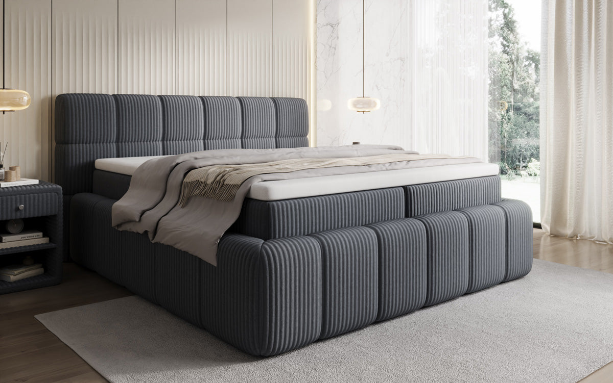 Boxspringbett Bombo in Cord mit Stauraum