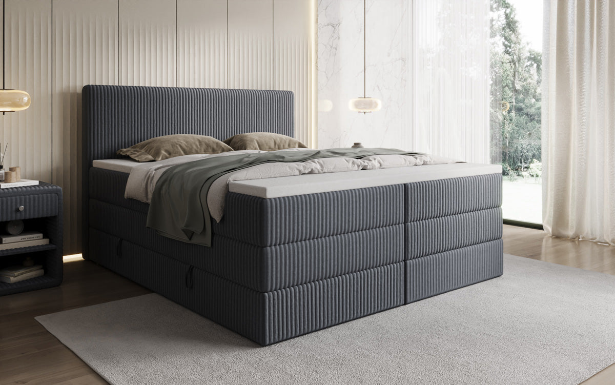 Boxspringbett Kubo King in Cord mit Stauraum