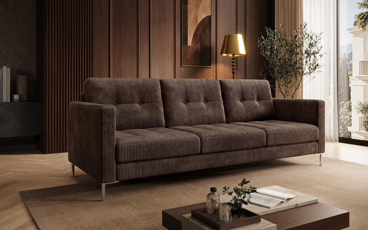 Designer 3 Sitzer Sofa Harvey mit Schlaf- und Klappfunktion in Cord