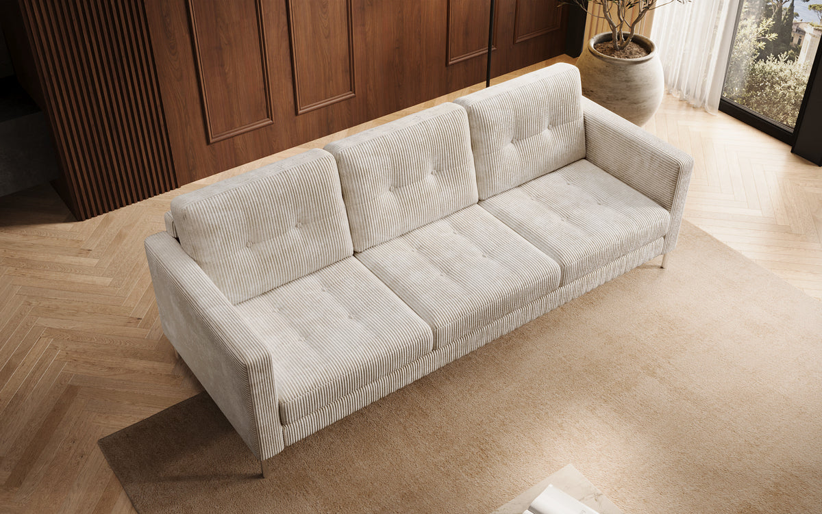 Designer 3 Sitzer Sofa Harvey mit Schlaf- und Klappfunktion in Cord
