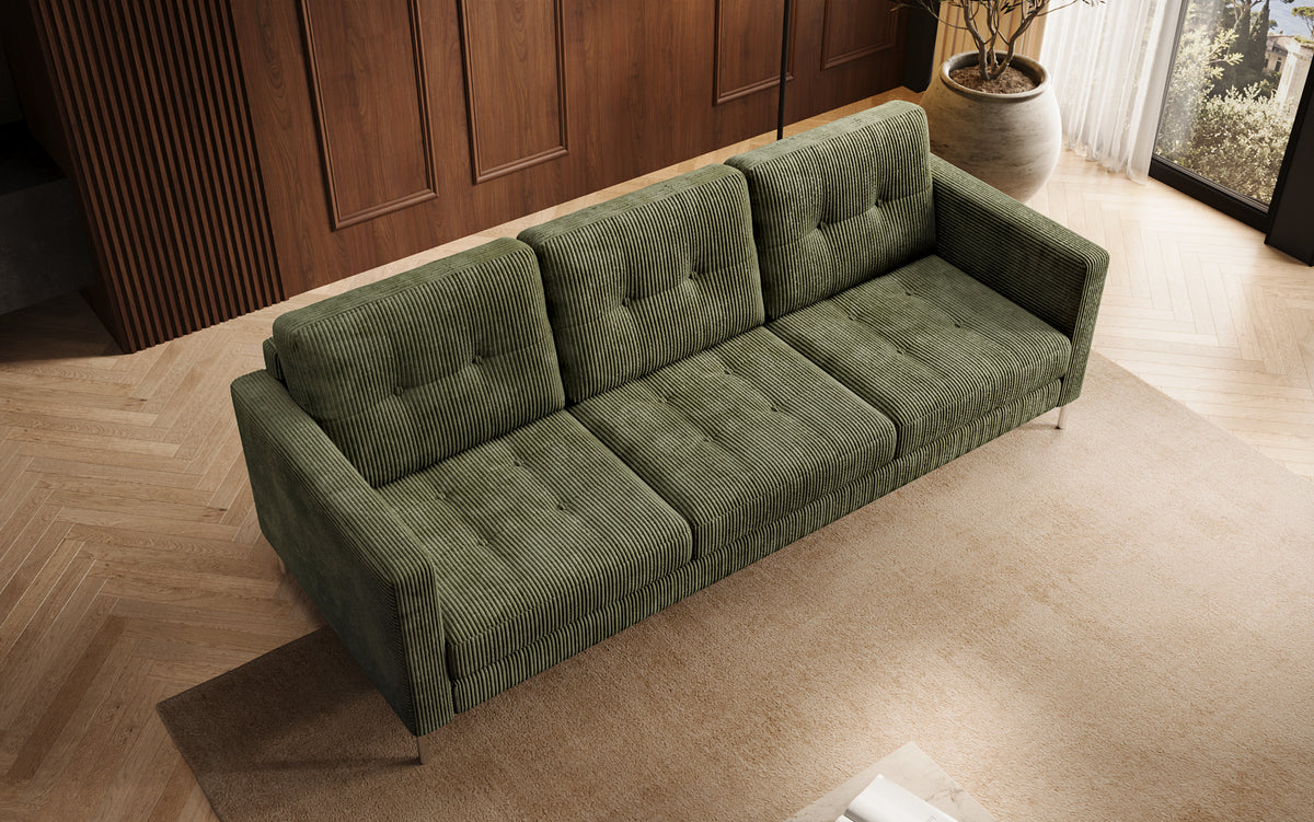 Designer 3 Sitzer Sofa Harvey mit Schlaf- und Klappfunktion in Cord