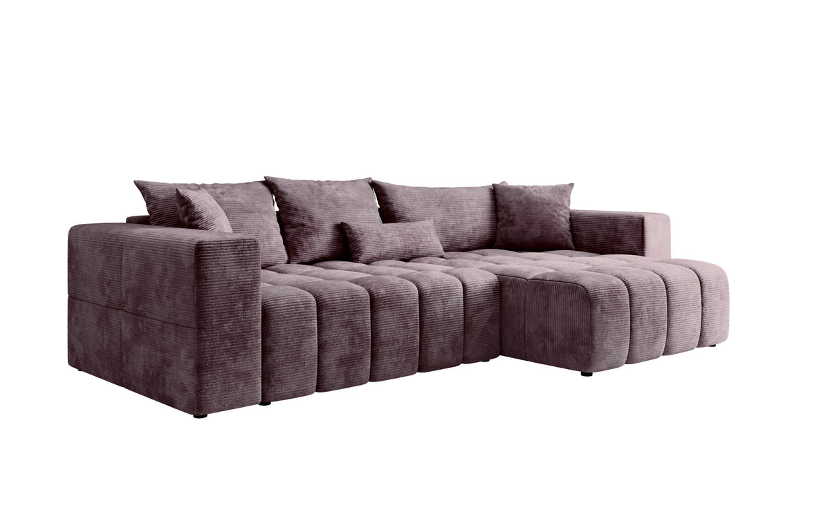 Designer Ecksofa Momo mit Schlaf- und Klappfunktion in Cord