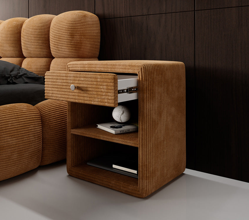 Designer Nachttisch Amy in Cord