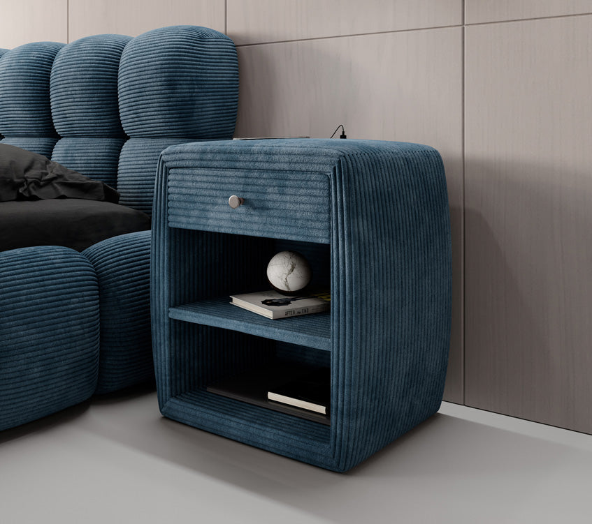 Designer Nachttisch Lilly mit USB Anschluss in Cord