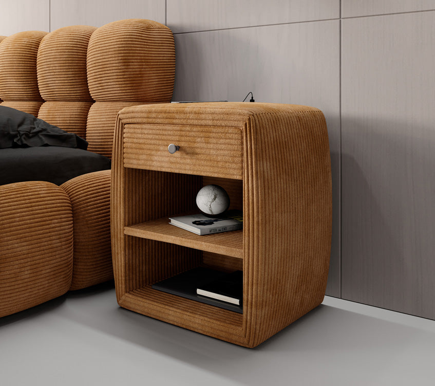 Designer Nachttisch Lilly mit USB Anschluss in Cord