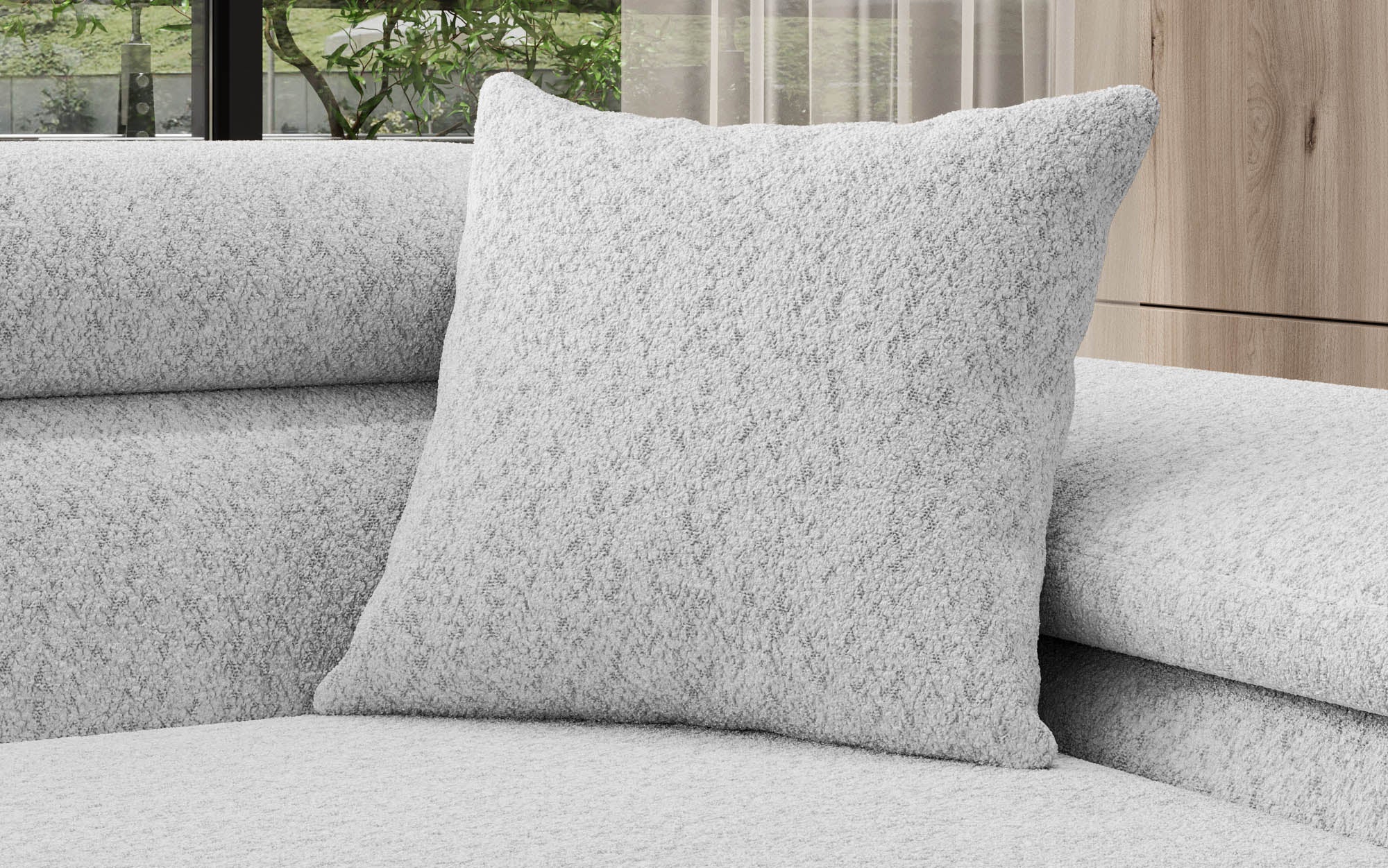Quadratische Zierkissen Loom 40x40 aus Bouclé