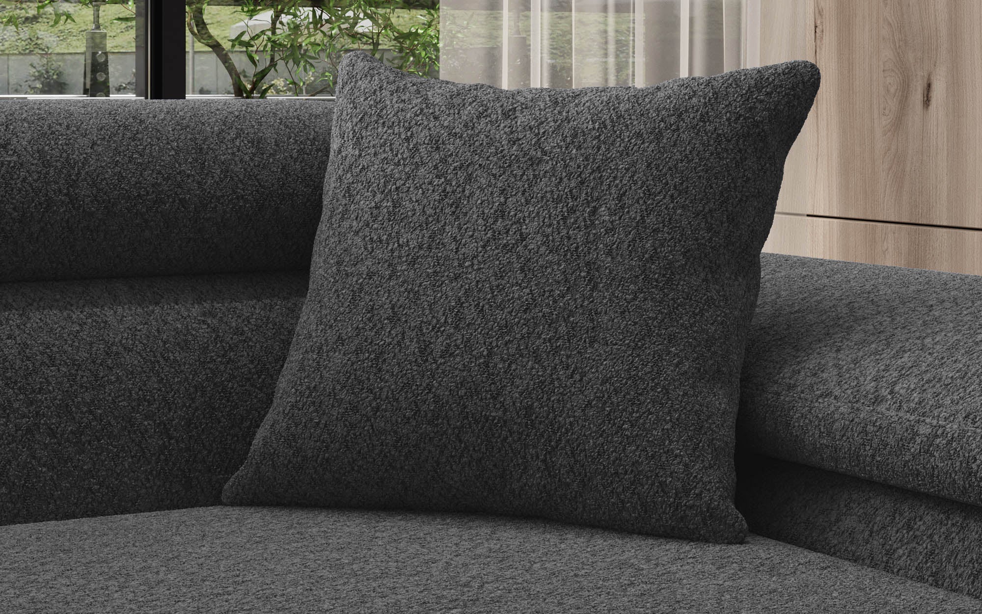 Quadratische Zierkissen Loom 40x40 aus Bouclé