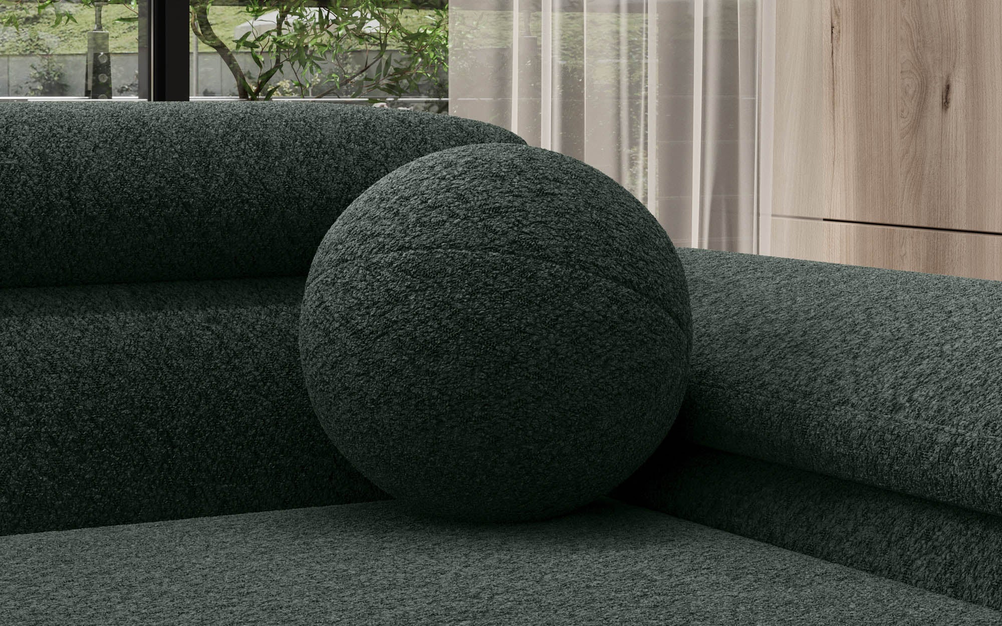 Rundes Zierkissen Sphere ⌀35 cm aus Bouclé