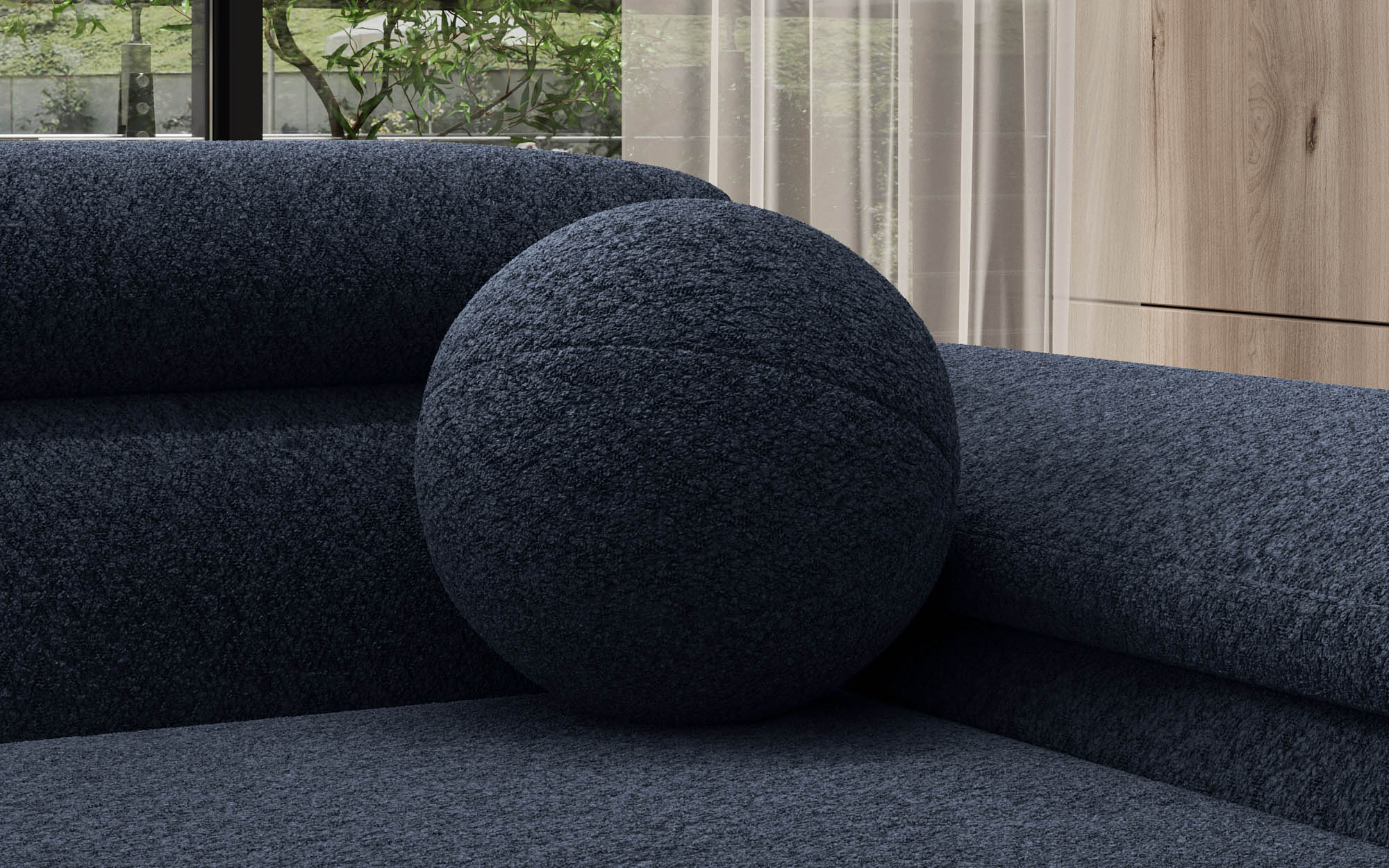 Rundes Zierkissen Sphere ⌀35 cm aus Bouclé