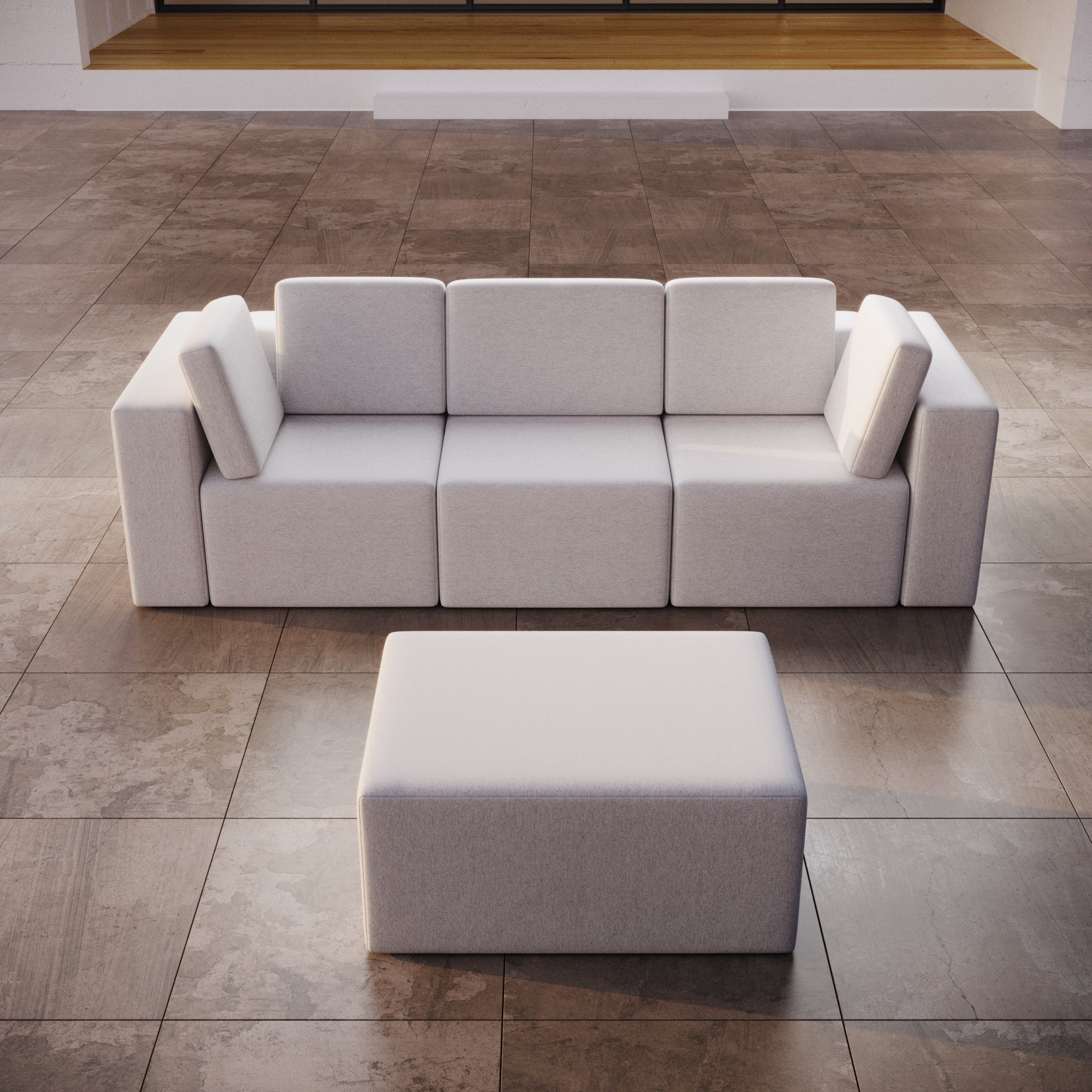 Modulares 3er Gartensofa Eden mit Beistellhocker