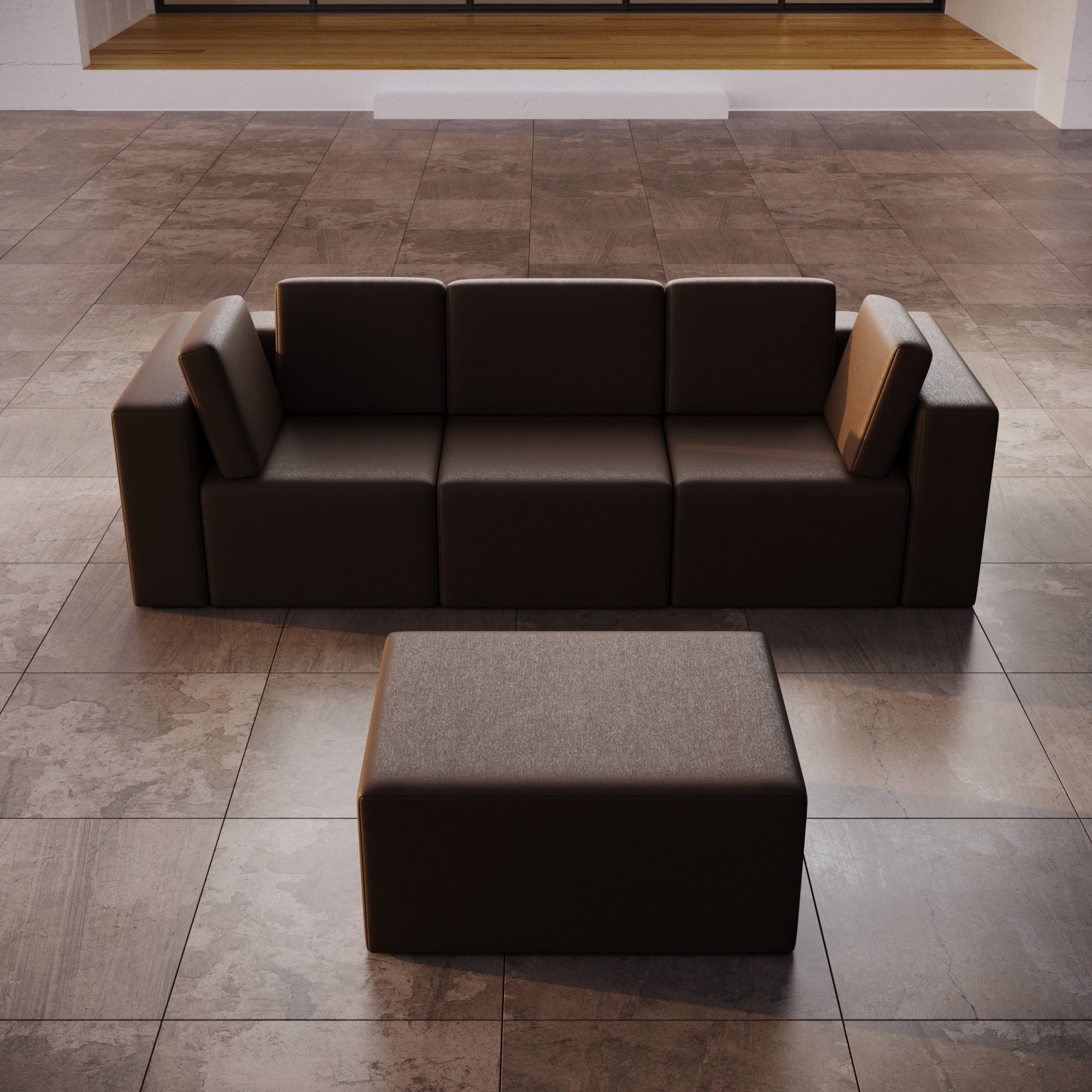 Modulares 3er Gartensofa Eden mit Beistellhocker